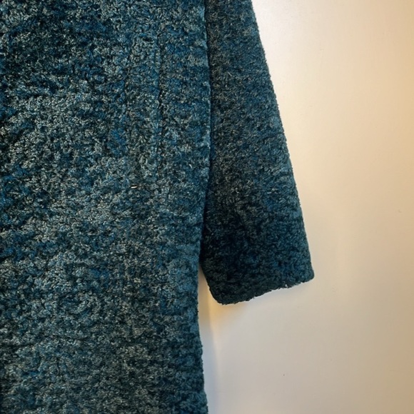 Tahari Dark Green Faux Fur Shearling Teddy Coat - Picture 5 of 13